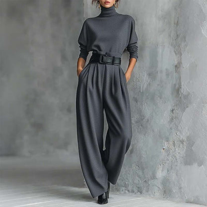 Rhiannon | Elegant Turtleneck Wide Leg Jumpsuit