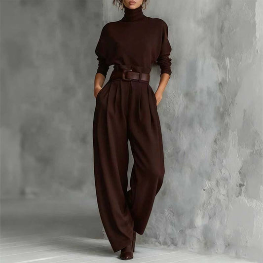 Rhiannon | Elegant Turtleneck Wide Leg Jumpsuit