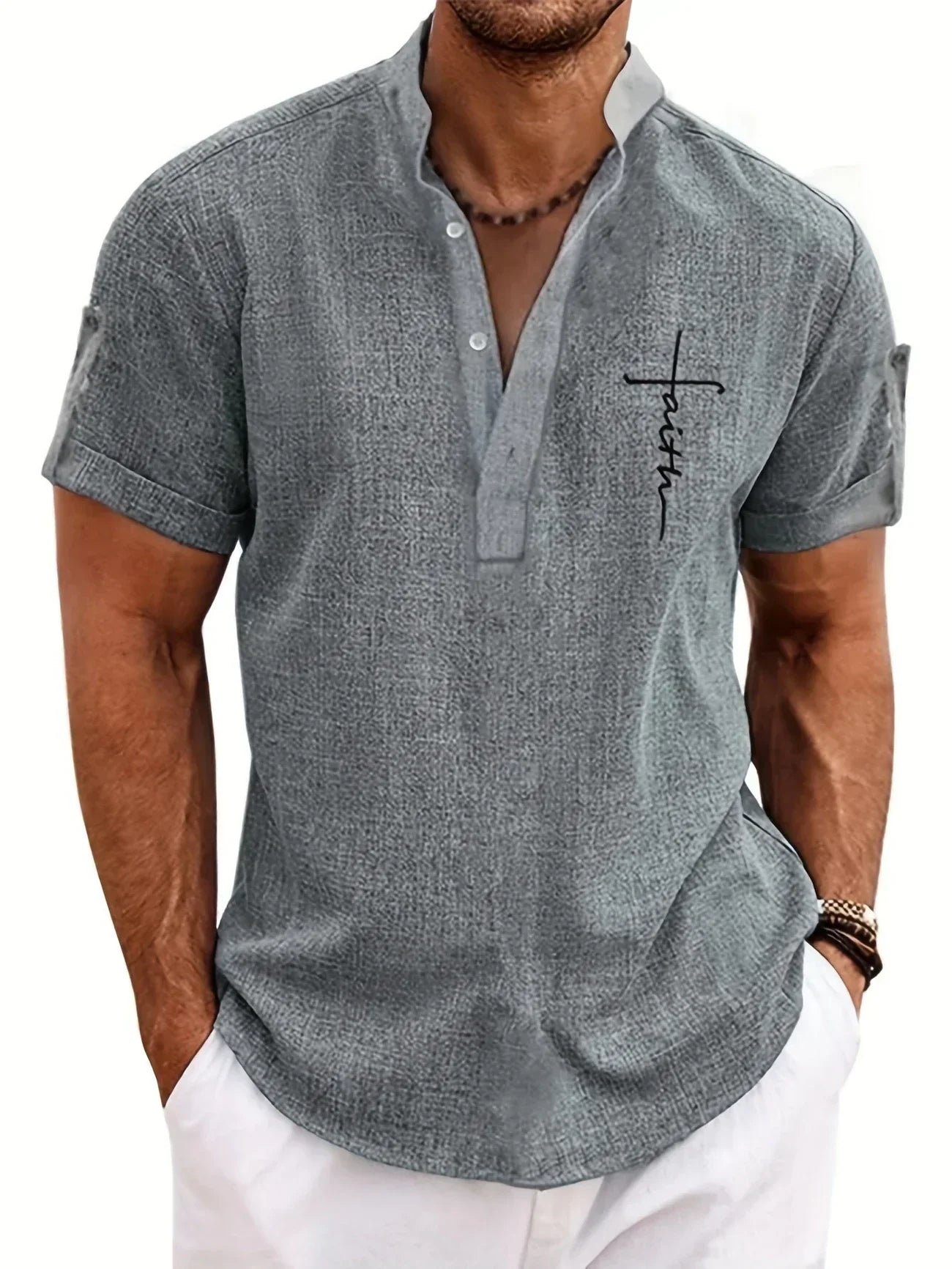 Tavrion | Henley Collar Casual Summer Shirt