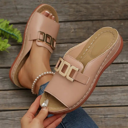 Quinlisse | Buckle Strap Casual Slide Sandals