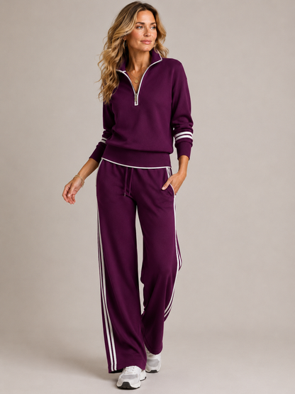 Quenara | Sporty Quarter Zip Two Piece Set
