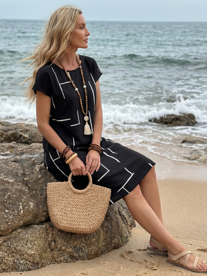 Solenya | Printed Casual Midi Dress
