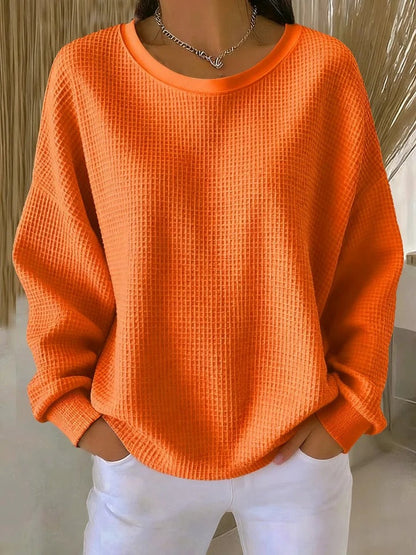 Velunara | Waffle Knit Casual Sweatshirt