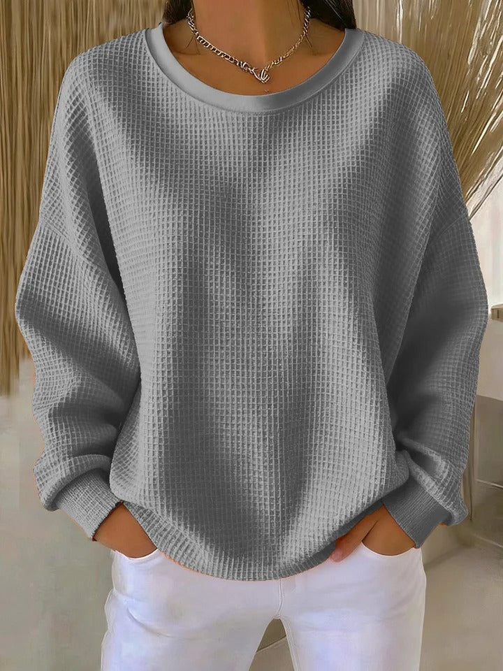 Velunara | Waffle Knit Casual Sweatshirt