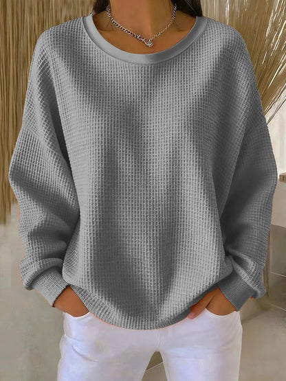 Velunara | Waffle Knit Casual Sweatshirt