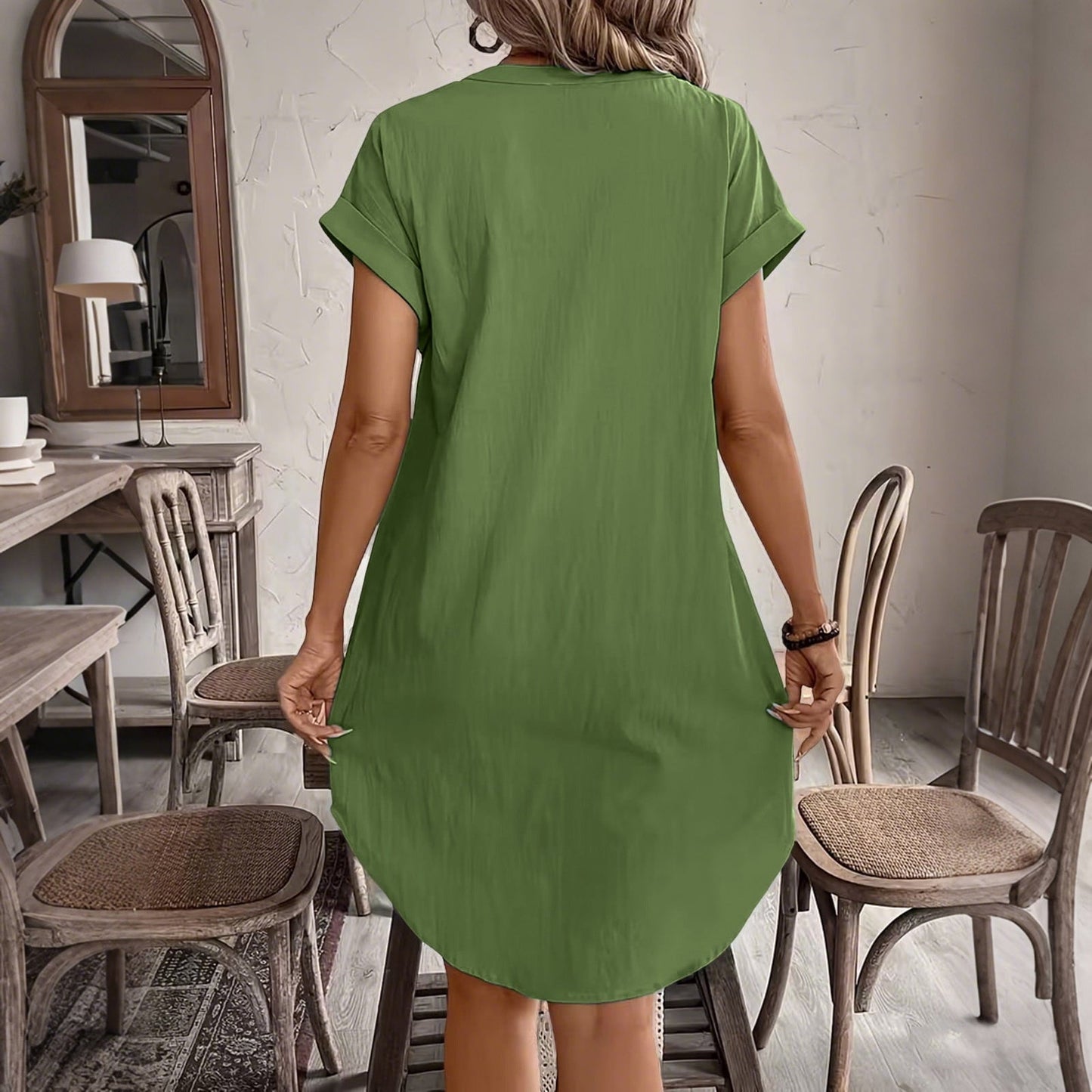 Ainslea | Textured Mini Shirt Dress