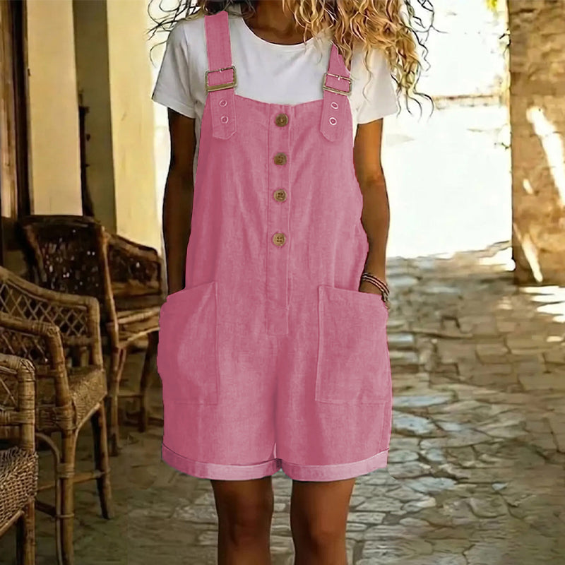 Aubrielle | Button Front Pocket Romper