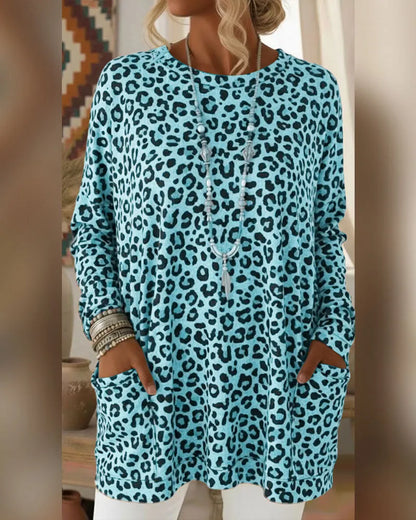 Zafira | Leopard Print Pocket Tunic Top