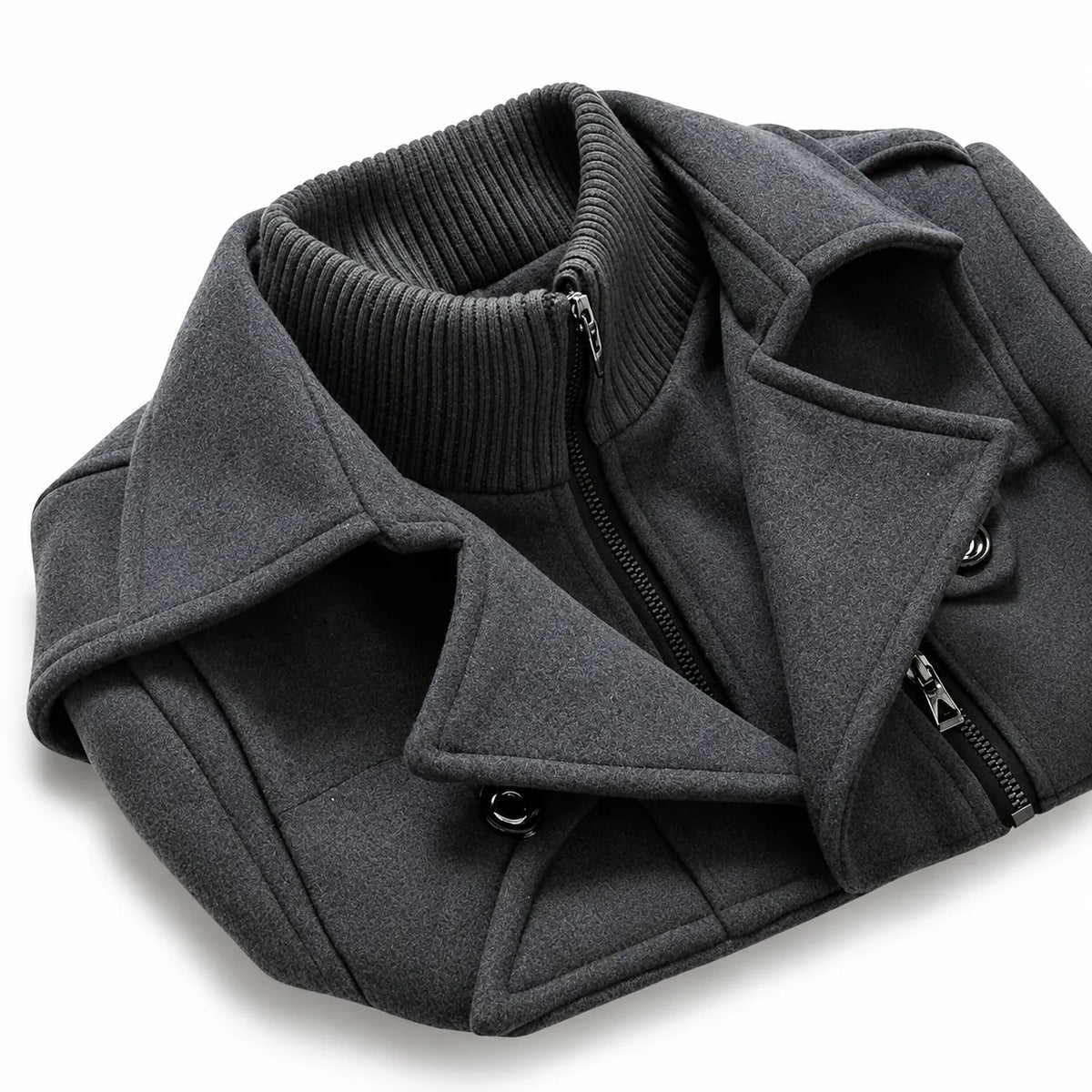 Kendric | Layered High Neck Mid Length Coat