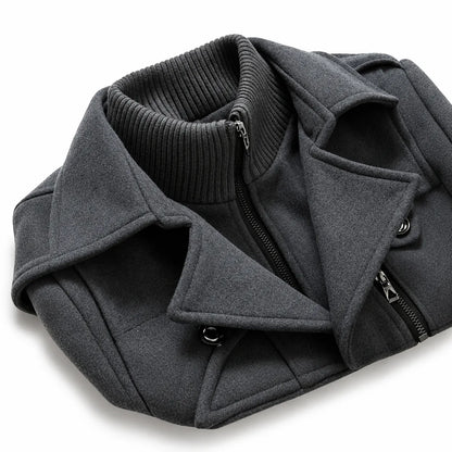 Kendric | Layered High Neck Mid Length Coat