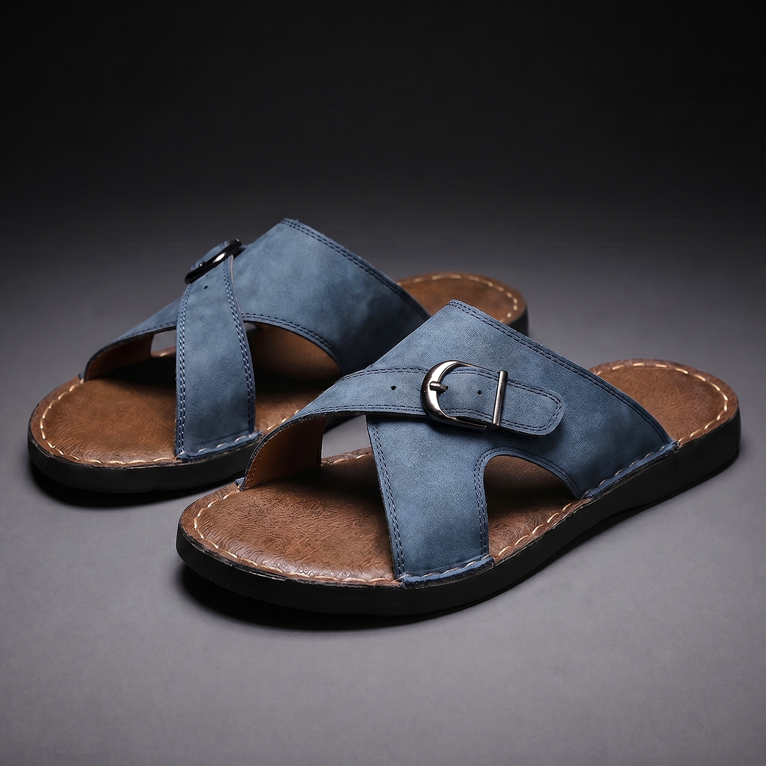 Thacker | Adjustable Leather Slide Sandals