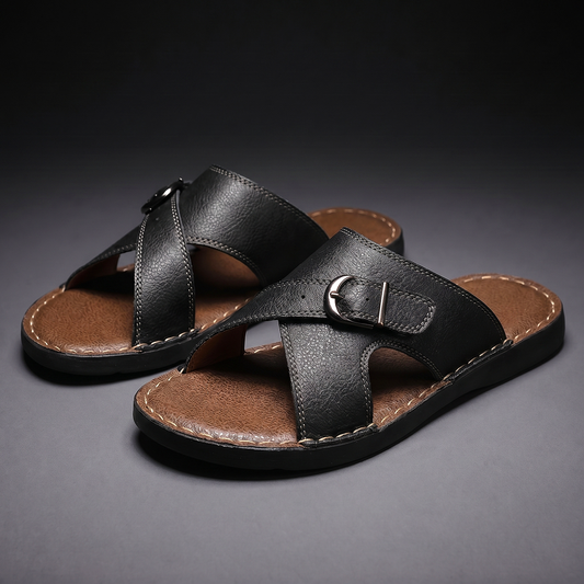 Thacker | Adjustable Leather Slide Sandals