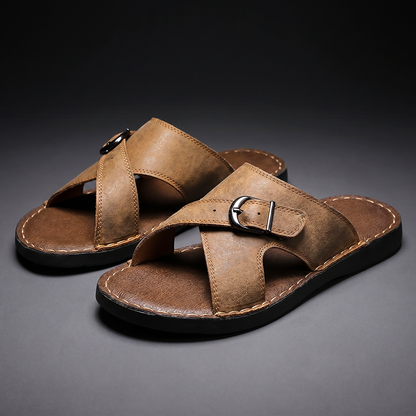 Thacker | Adjustable Leather Slide Sandals