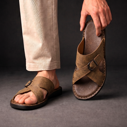 Thacker | Adjustable Leather Slide Sandals