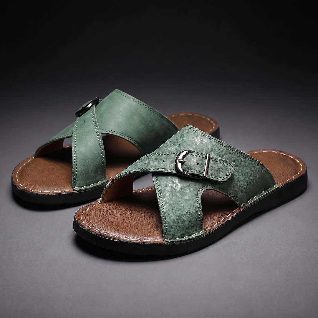 Thacker | Adjustable Leather Slide Sandals