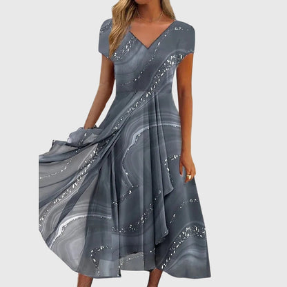 Sylveria | Marble Print Flow Midi Dress