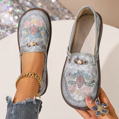 Calivette | Embroidered Slip On Loafers