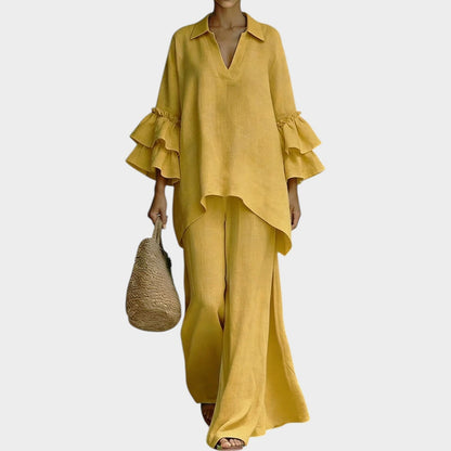 Elyndris | Flowing Ruffle Sleeve Two Piece Set