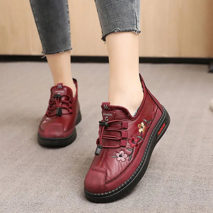 Waverly | Floral Detail Fleece Lined Ankle Shoes