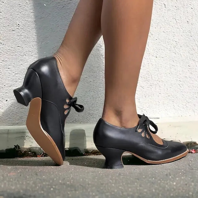 Brionette | Elegant Cutout Block Heel Pumps