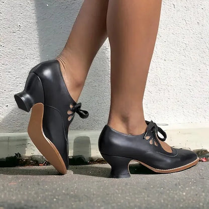 Brionette | Elegant Cutout Block Heel Pumps