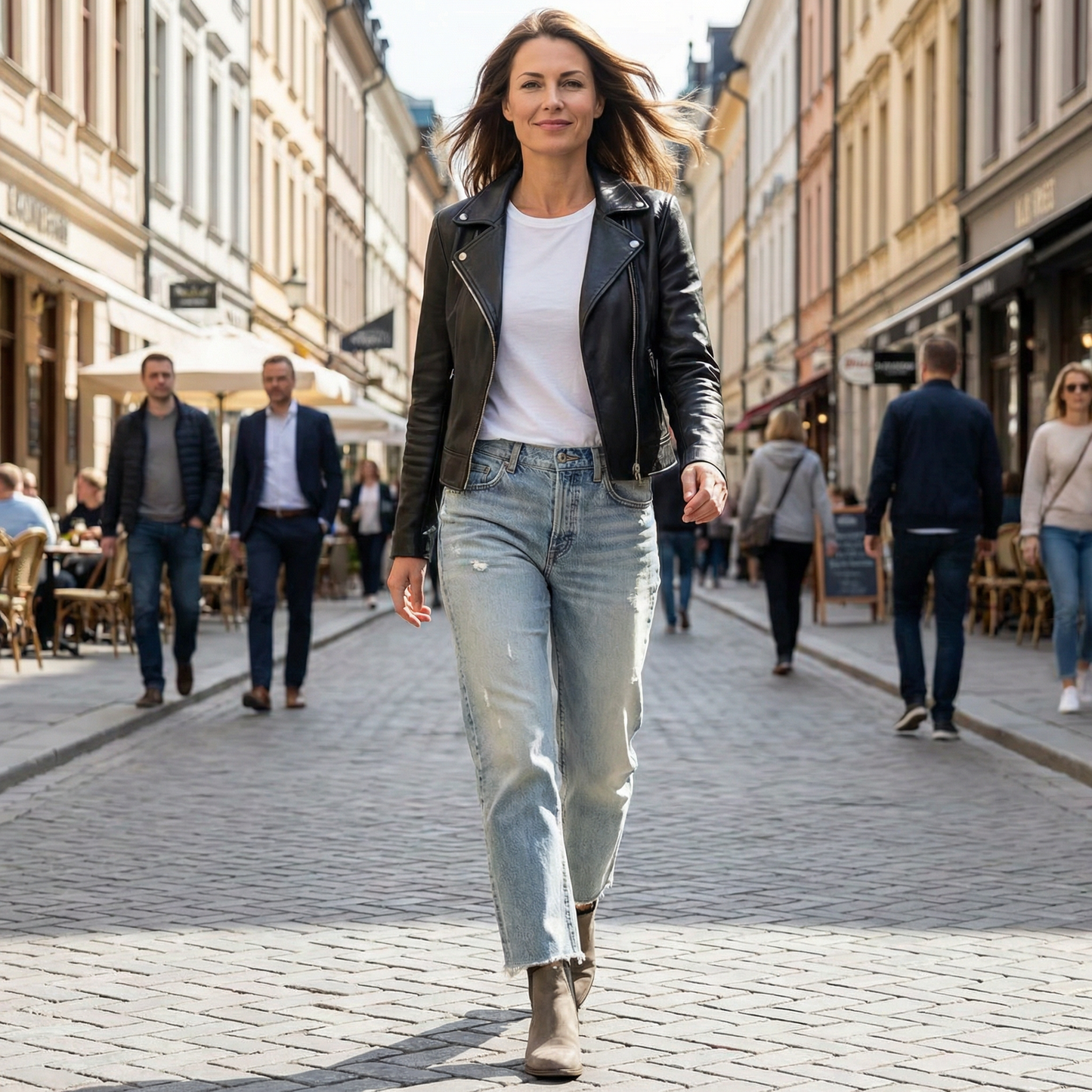 Dani | Vintage Wash Ripped Raw Hem Straight Jeans