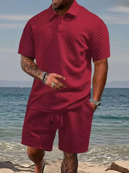 Zyvantex | Textured Polo Two Piece Set