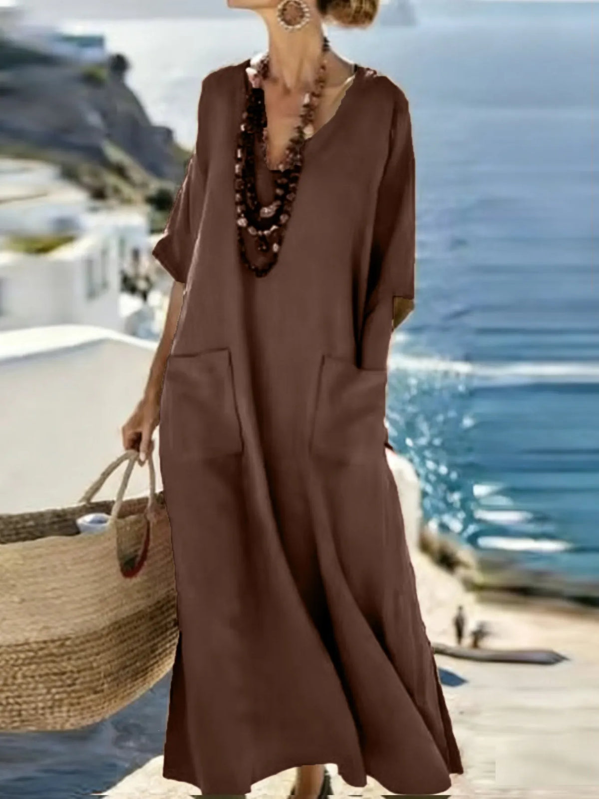 Yarelle | Flowy V Neck Maxi Dress