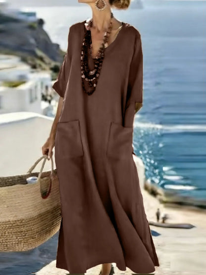Yarelle | Flowy V Neck Maxi Dress