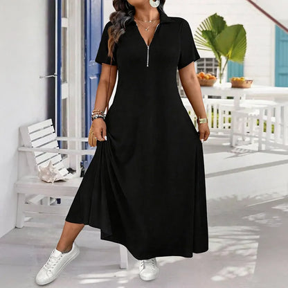 Uvelisse | Zip Collar Casual Maxi Dress