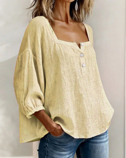 Lurevyn | Square Neck Button Blouse