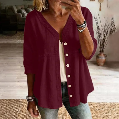 Dorothea | Artisan Trim Button Front Blouse