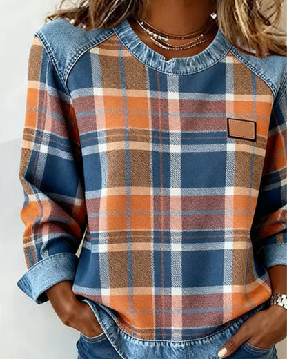 Mavis | Relaxed Check Print Sweatshirt
