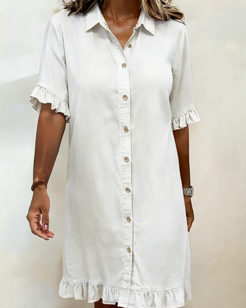 Corvellise | Frill Hem Relaxed Denim Dress