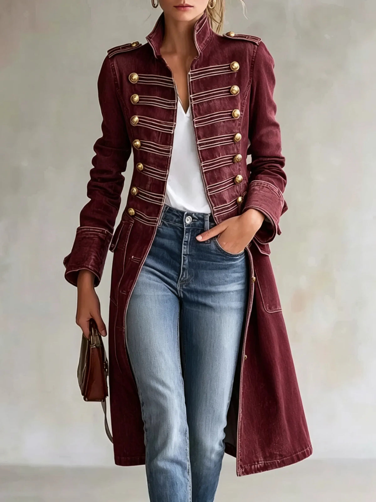 Sabella | Military Button Tailored Denim Coat