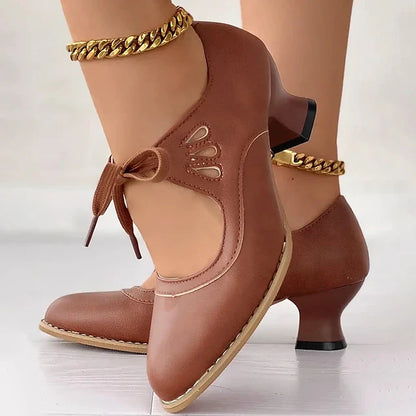 Brionette | Elegant Cutout Block Heel Pumps