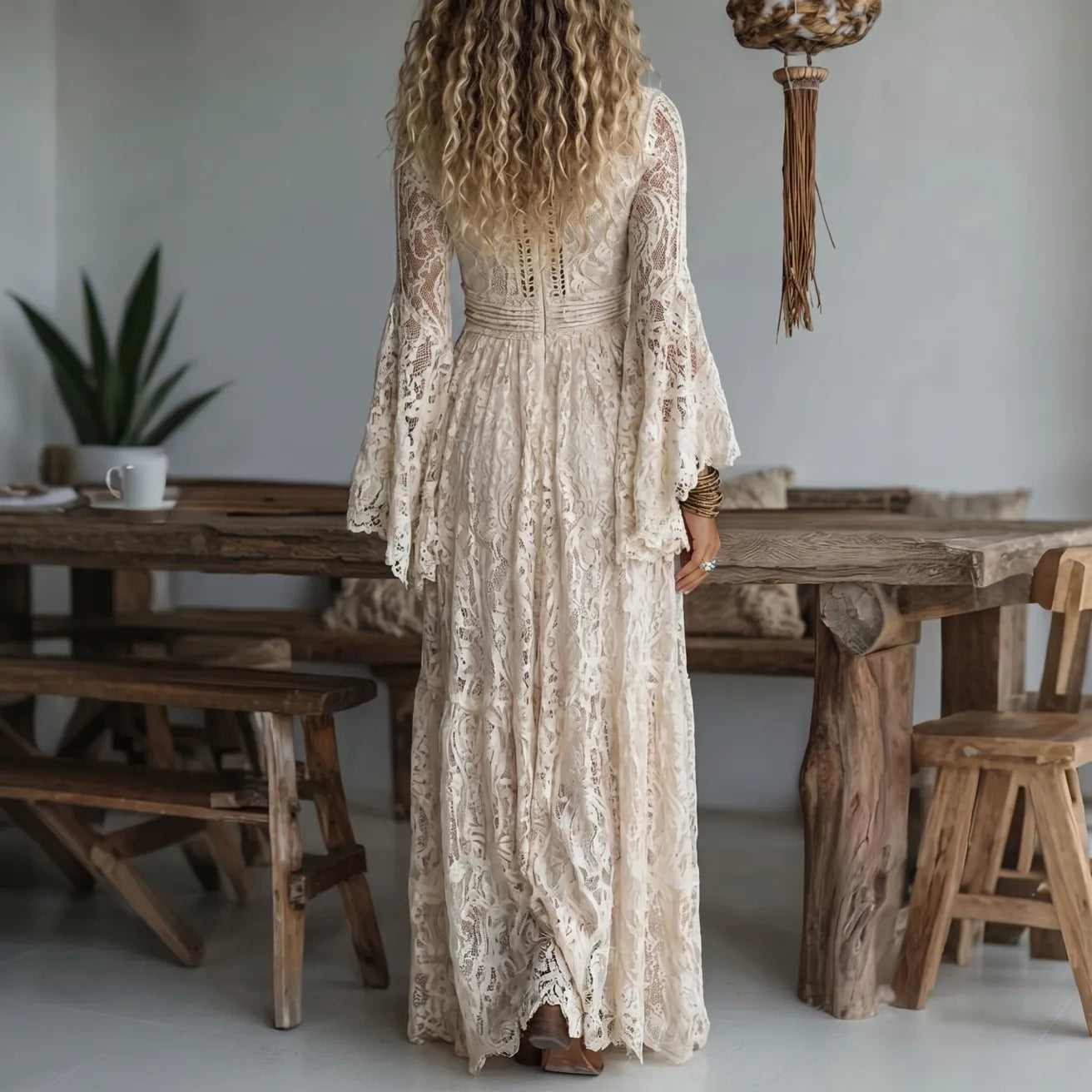 Xavienne | Ethereal Lace Boho Maxi Dress
