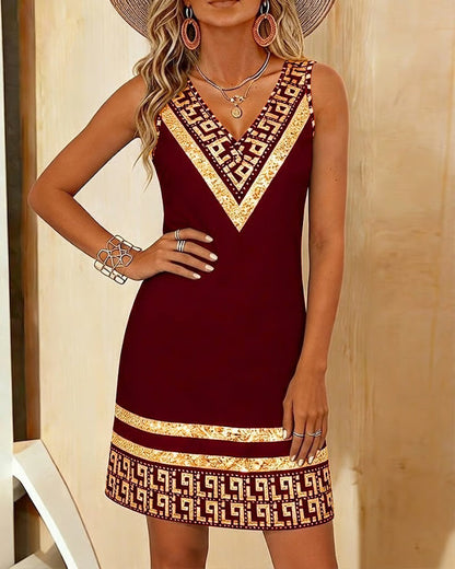 Alora | Geometric Border Summer Dress