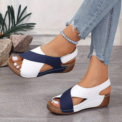 Lyndrel | Colour Block Open Toe Comfort Wedge Sandals