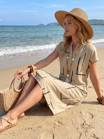 Solenya | Printed Casual Midi Dress
