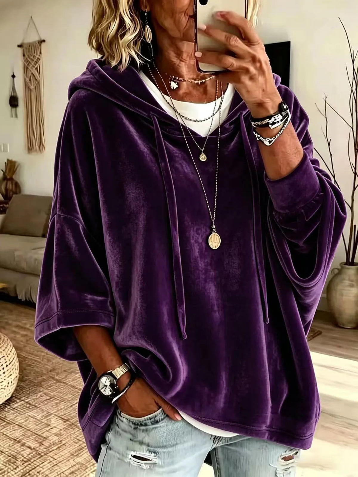 Halynne | Relaxed Velvet Knit Hoodie