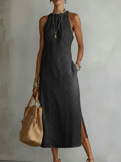Emberly | Casual Sleeveless Midi Denim Dress