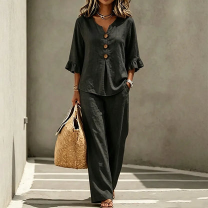 Alessande | Relaxed Linen Blend Two Piece Set