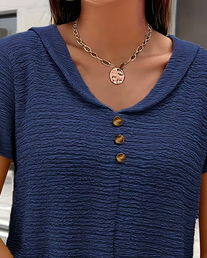 Mirelynn | Textured Button Detail Blouse