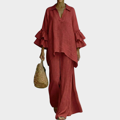Elyndris | Flowing Ruffle Sleeve Two Piece Set