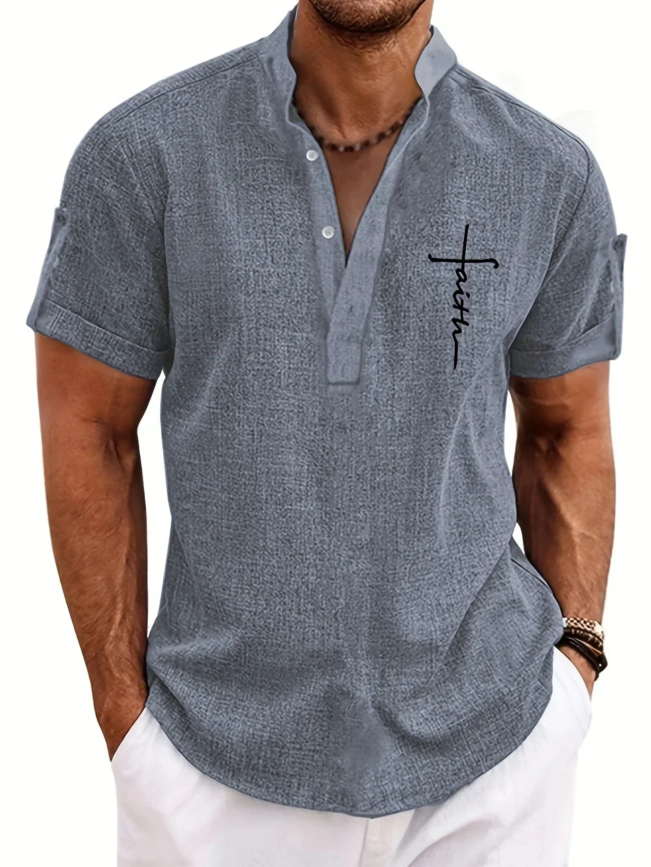 Tavrion | Henley Collar Casual Summer Shirt