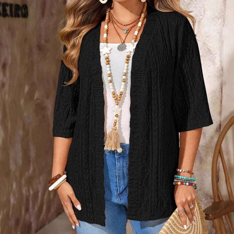 Queniva | Open Front Layered Cardigan Set