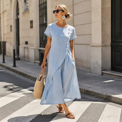 Avenelle | Asymmetrical Layered Linen Dress