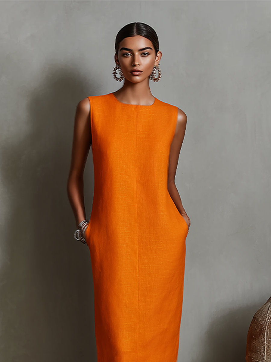 Liorenne | Minimalist Linen Column Dress