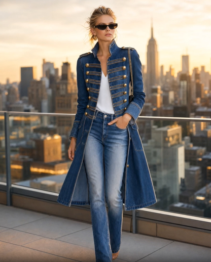 Sabella | Military Button Tailored Denim Coat